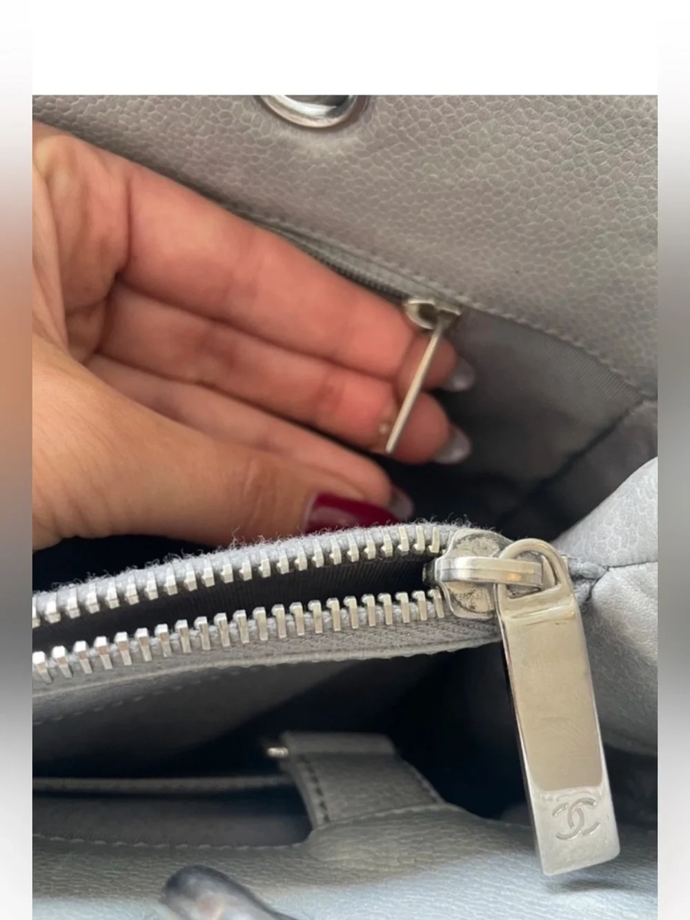 CHANEL Quilted Grand Shopping Tote in Silver Gray